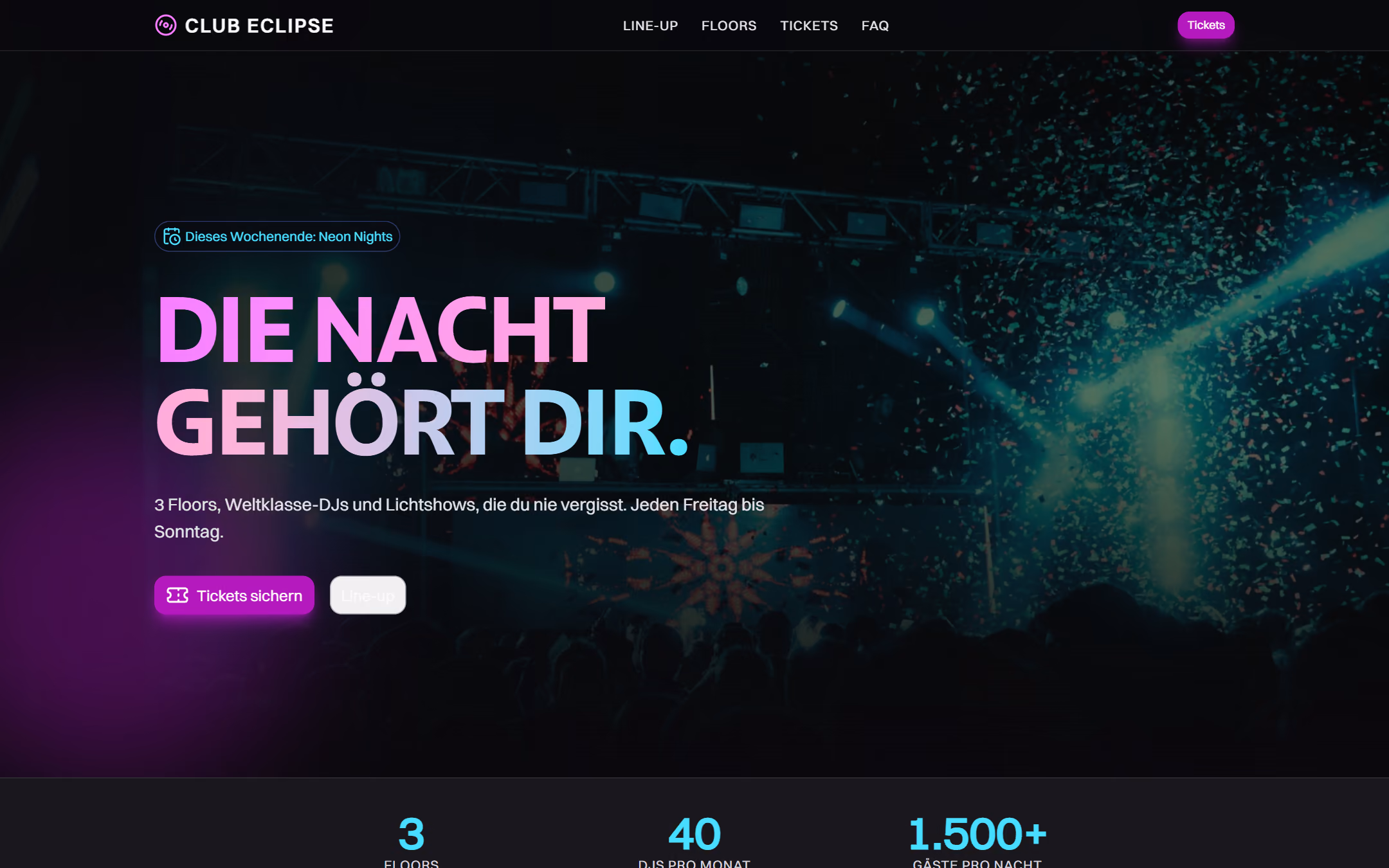 Beispiel-Webseite eines Clubs