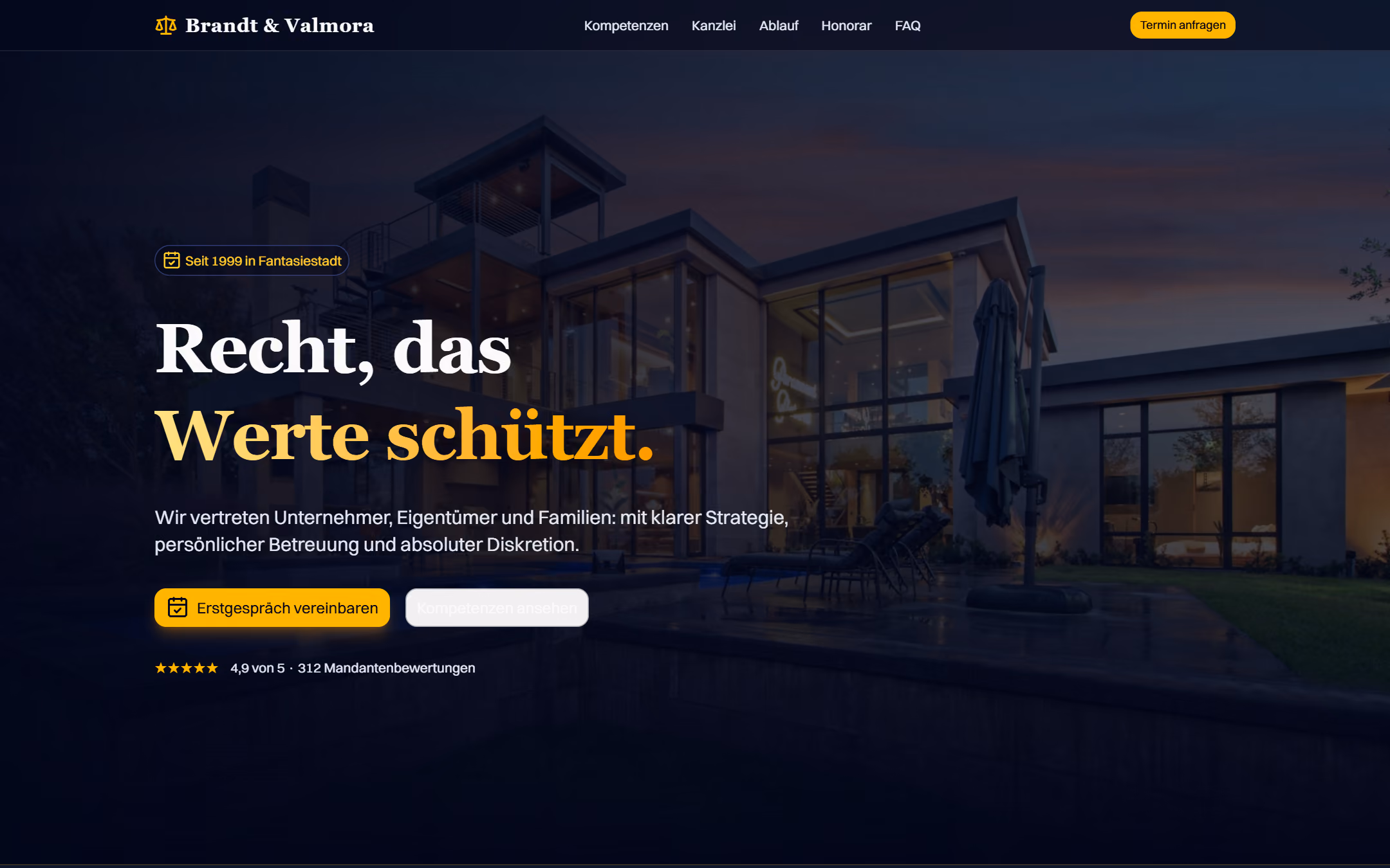 Beispiel-Webseite einer Kanzlei